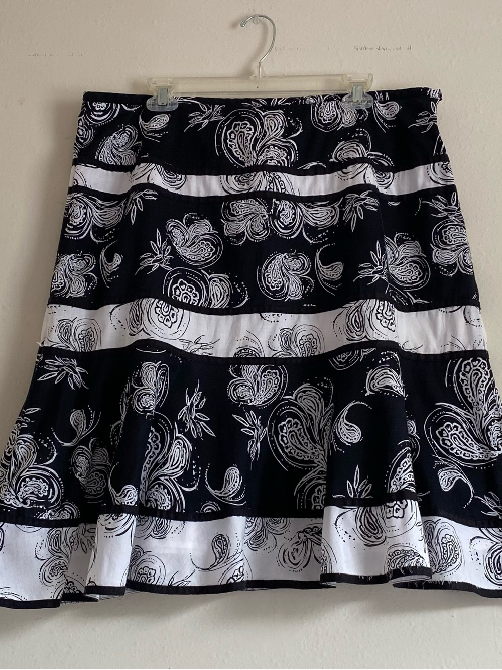 Sonoma Black and White Paisley Tiered Skirt. Sonoma Life + Style
